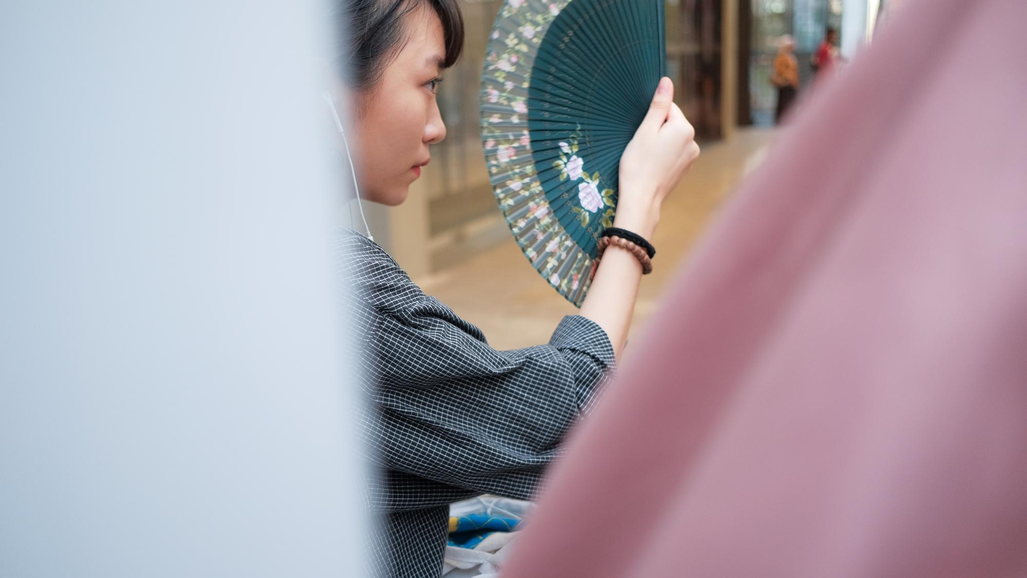 large editorial embroidered textile on display