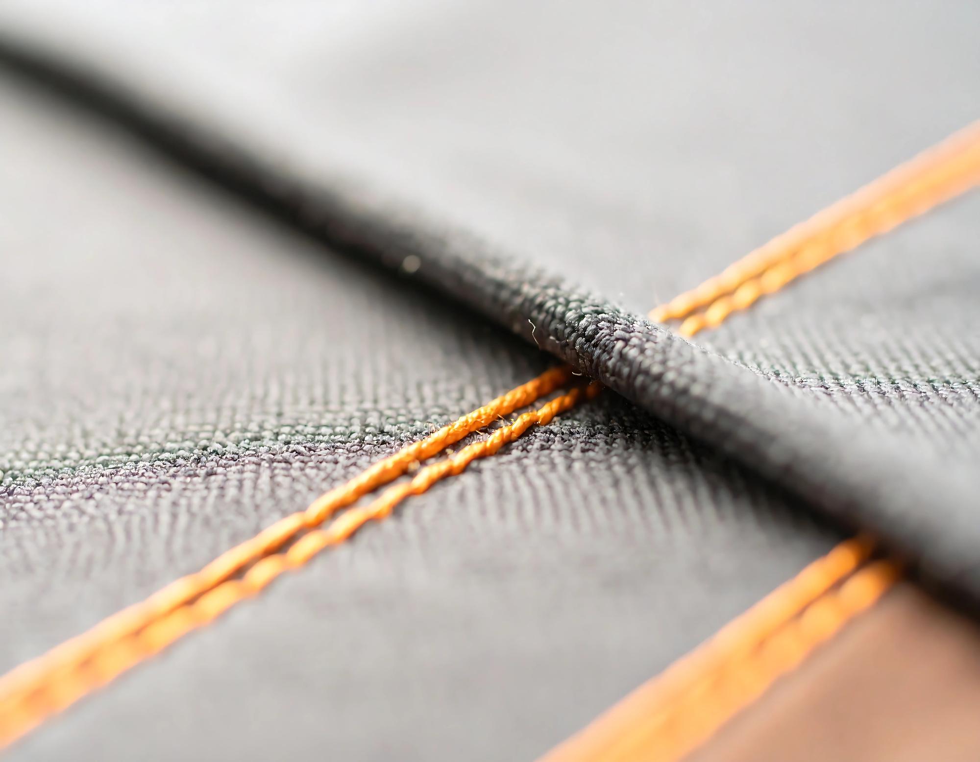 closeup satin stitch on cotton